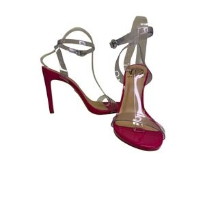 Werner Women's Hot Pink Patent Clear Strap Stiletto Heels Sandals Shoes Size 8